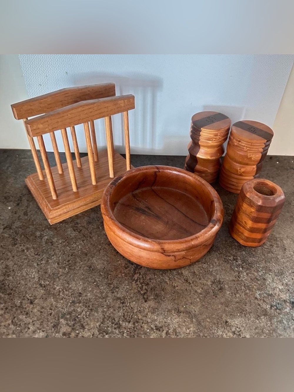Hand-Turned Wooden Serveware Set - Brown